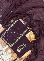 Premium Muslin Wine Traditional Wear Hand Work Readymade 3 Pcs Kurti 